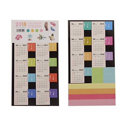 D-worthy 4 Sets 2018 Calendars Stickers, Self Adhesive Monthly Index Dividers Tabs for Planner Agenda Notebook Diary/ Bullet Journal /Agenda - Thumbnail 2