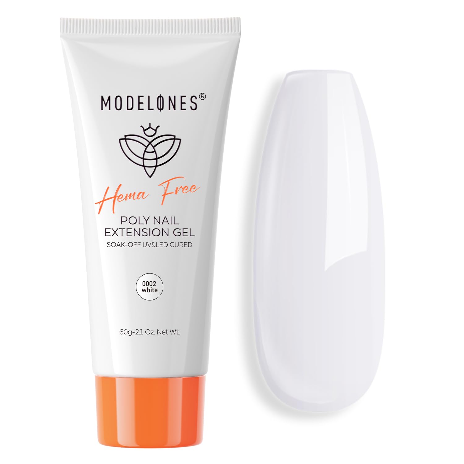 Modelones Poly Nail Gel, Hema-Free 60ML Milky White Poly Extension Gel Nail Strengthener Enhancement Thickening Natural Wearing Nail Builder Overlays Gel Nail Art Home DIY Salon