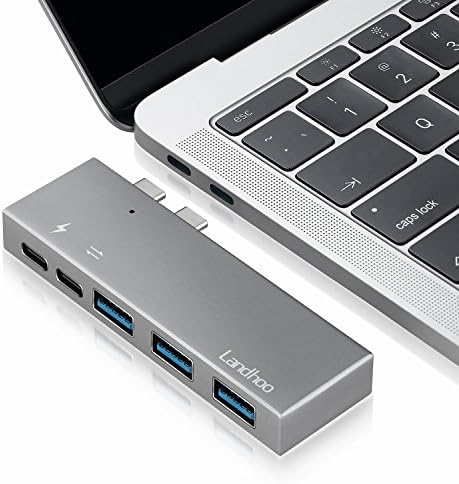 USB-C to USB Adapter Aluminum Type-C Hub for MacBook Pro 13" and 15" 2016/2017, with Thunderbolt 3 Port, Pass-Through Charging,USB C Data Port, 3 USB 3.0 Ports and Indicator LED, Space Gray