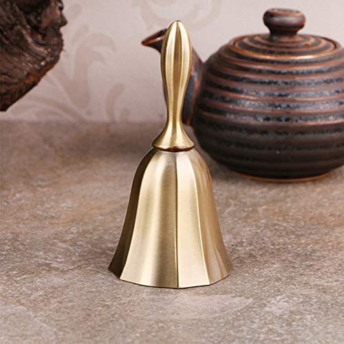 Hand Bell, Classic Metal Loud Call Bell Traditional School Library Alarm Hand Bell for Reception Dinner, Last Order, Hotel Service, Meditation Prayer, Pet Feeding and Home Decoration (Gold) - Thumbnail 4