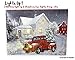 BANBERRY DESIGNS Red Truck Decor - LED Lighted Christmas Print with Vintage Red Truck and Xmas Tree - Winter Scene Canvas Wall Art