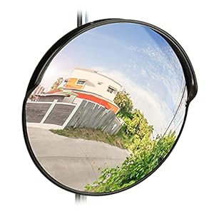 Relaxdays Verkeersspiegel 45 cm, professioneel, weerbestendig, onbreekbaar, binnen en buiten, inclusief houder, zwart