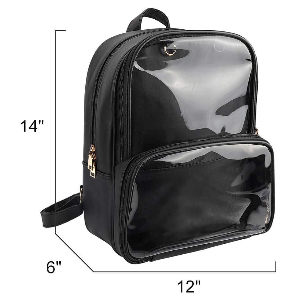 STEAMEDBUN Ita Bag Double Window Candy PU Leather Backpack Kawaii Pins Bag with insert