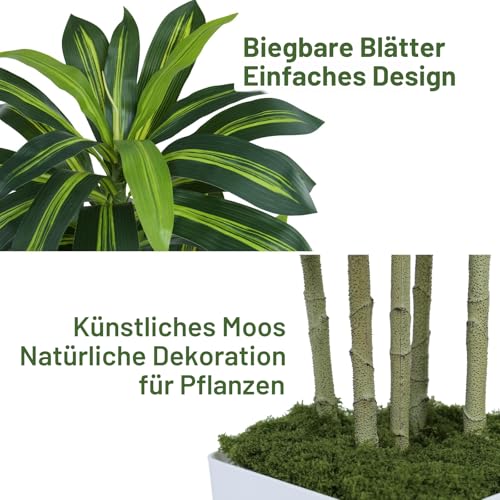 Keeplush Dracaena Artificial Plant 150 cm with White Planter, Artificial Palm Tree Large Like Real with 105 Leaves, Artificial Tree for Indoor Decoration, Living Room, Bedroom, Office, Garden, Home Decor