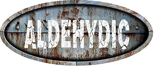 Any and All Graphics ALDEHYDIC 6" Euro Oval Shaped Rustic Antique Vintage Metal Look Vinyl Decal Sticker