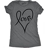 Crazy Dog T-Shirts Womens Love Cursive Heart Design Cute Relationship Girly T Shirt
