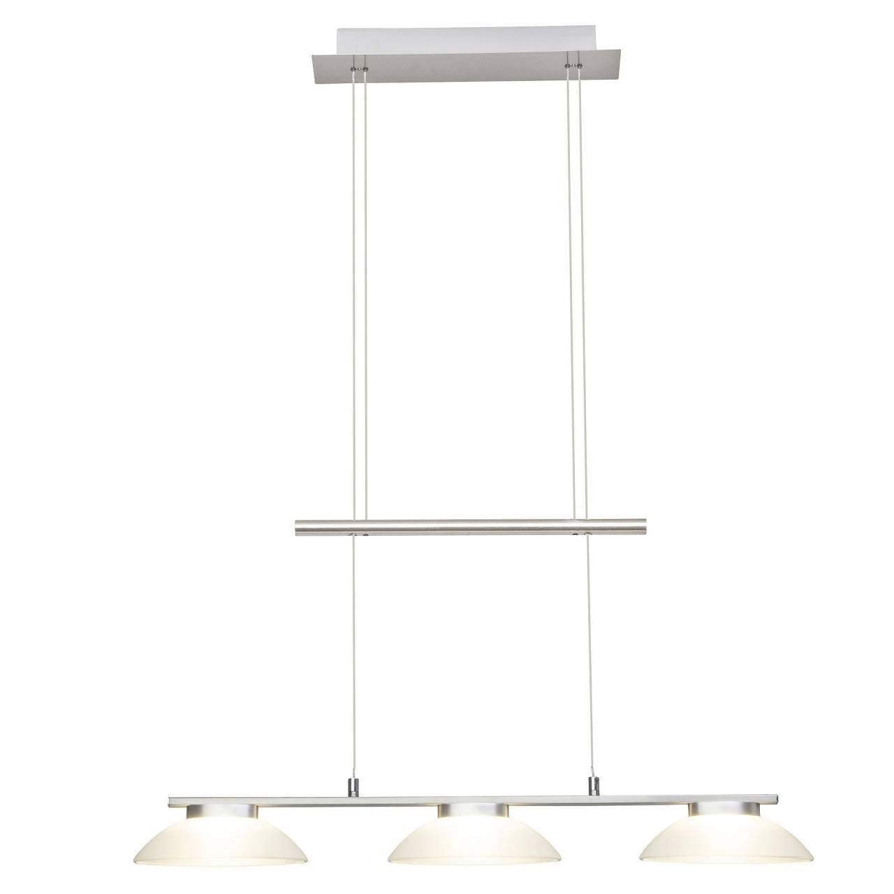 Brilliant Trend LED Pendant Light Bar 3 Bulbs 79 cm Height Adjustable Iron/White Glass 1620 Lumen Integrated LED