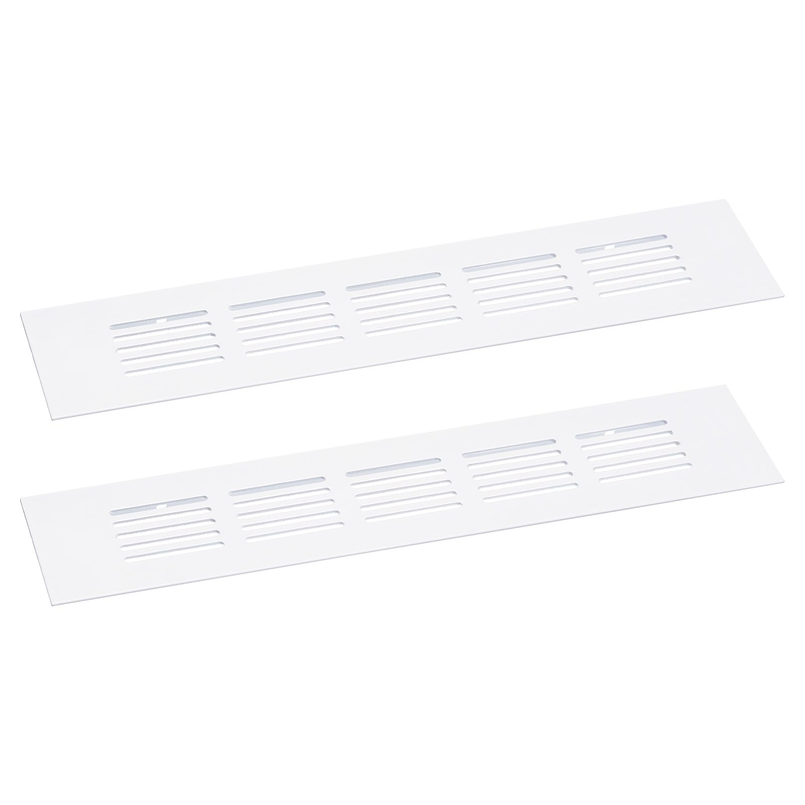uxcell Air Vents Cover, 2Pcs 225 x 50mm - Aluminum Alloy Mesh Air Return Vent Cover, Rectangle Louvered Ventilation Grille for Shoe Cabinet Wardrobe (White)