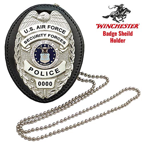 Winchester Police Badge Holder Belt Clip with Chain, Universal Badge