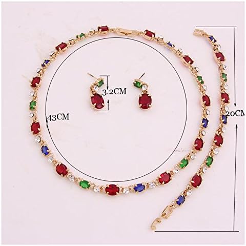 Multicolor Zircon Crystal Rhinestone Dubai Jewelry Sets Necklace Earring Bridal