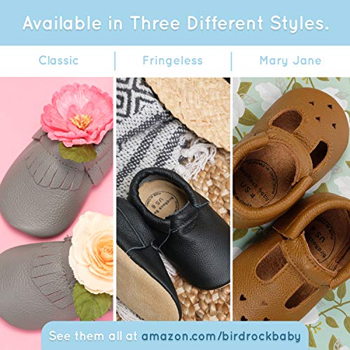 image for BirdRock Baby Fringeless Moccasins - Genuine Leather Boys and Girls Sh