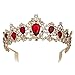 Sweet Princess Pink Crowns for Women Girls Crystal Rhinestone Queen Costume Party Festival Wedding Tiaras Headbands (Gold Red)
