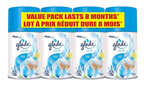 Glade Automatic Spray Refill Value Pack, Clean Linen, Lasts 8 Months, 4 Refills included