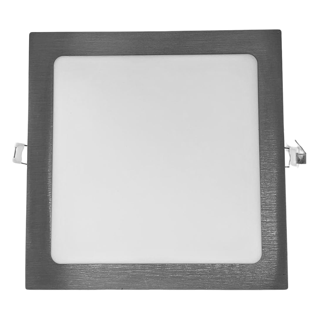 JANDEI - LED Downlight 18W Square Recessed Steel Finish. Perfect for Hallways, Living Rooms, Offices, Kitchens. (Cold White Color 6000K) 220V Driver Power Supply Included.