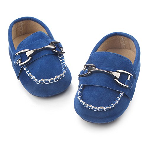 Fire Frog Baby Shoes Infant Toddler Boy Shoes Crib Bebe Classic Handsome Soft Soled Loafers Blue 6-12 Months