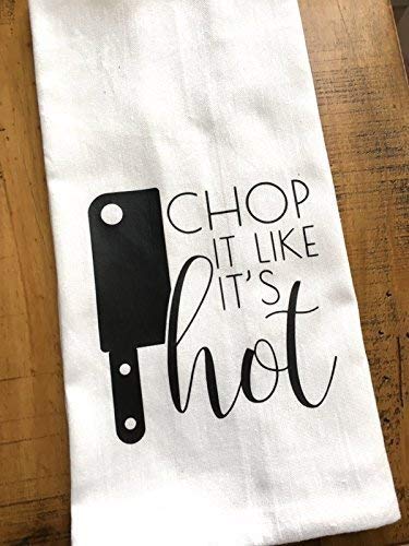 Funny Kitchen Towel - Hostess Housewarming Gift - Chop it like it's Hot - for the Chef Baker - Thumbnail 2