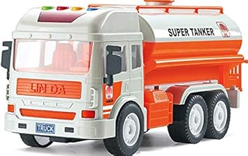 FunBlast Pull Back Vehicles Super Tanker Truck, Friction Power Toy Trucks for 3+ Years Old Boys and Girls, Light & Sound Toy for Kids.