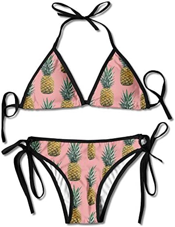 Passion Sky Pineapple Wallpaper Women's Sexy Push-Up Padded Top &amp; Bottom Bikini Swiming Suit