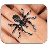 ANGLEQUEEN Punk Halloween Spider Rings for Women Knuckle Black Spider Web Bat Ring Gothic Vintage Dark Crystal Ring Red Rhinestone Statement Rings Halloween Witch Jewelry