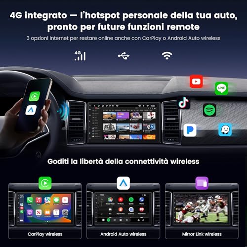 ATOTOEXCEL A7 7 Inch Android Car Stereo 2 Din, 4G LTE Built-in, Wireless CarPlay & Android Car, Hi-Fi DSP/Optical Out/4V Pre-Out, SCVC, AI DriveChat, WiFi/USB Tethering, [OBD2 Scanner Included]