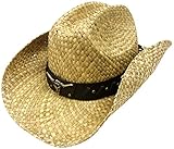 Simplicity Western Men / Women Cowboy Straw Hat with Leather Band