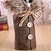 vLoveLife 2pcs Christmas Sweater Wine Bottle Cover, Newest Collar & Button Coat Design Wine Bottle Sweater Santa Wine Bottle Dress Sets for Christmas Gifts Xmas Party Decorations - 1 Red & 1 Brown