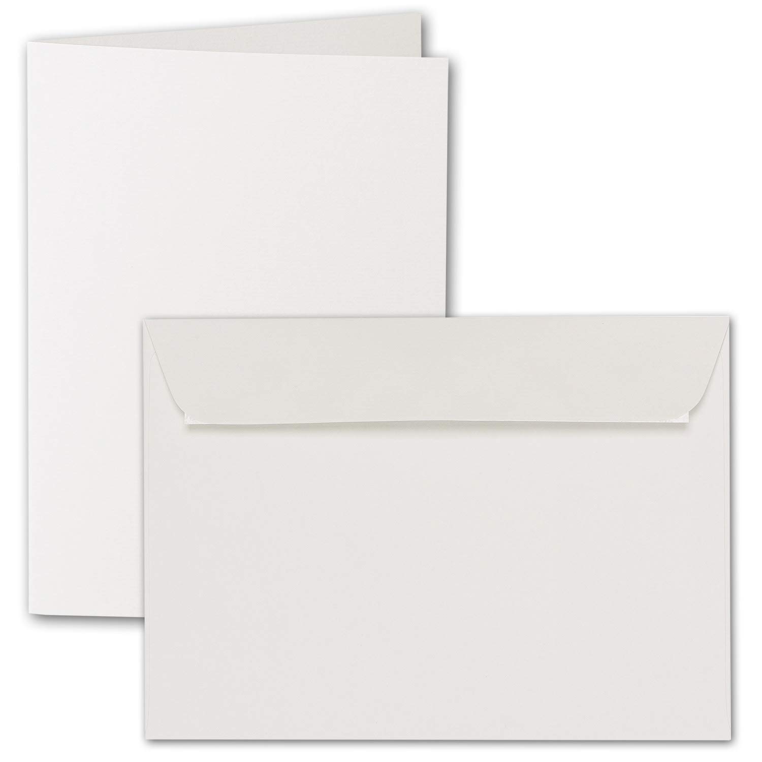 ARTOZ 50 x DIN A6 Folding Card Set with Envelopes - Ivory-Ivory (Cream) - 105 x 148 mm - Ribbed Craft Cards Blank with Envelopes - 220 g/m²