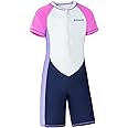 MIENOE Girls One Piece Swimsuit Kid Swimsuit Girls Water Sport Short Swimsuit UPF 50+ Sun Protection Bathing Suits