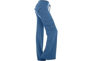 BIDOBIBO Black of Friday Womens Yoga Pants with Cargo Pockets Stretchy Palazzo Pants Wide Leg Workout Baggy Cargo Sweat Pants