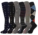 Ladies 6 Pair Pack Compression Knee-Hi Socks (Assorted 2)(Shoe size 4-10)