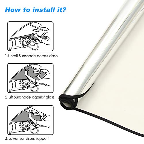 Windshield Sunshade UV Ray Reflector for 2014-2018 GMC Sierra 1500 2500 HD 3500 HD Front Window Sun Shade Visor Shield Cover, Keeps Truck Cool