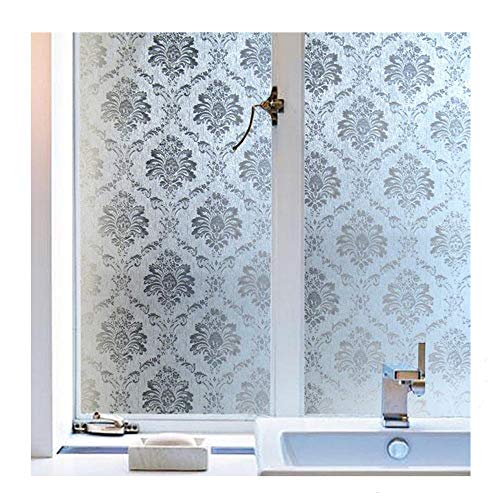 Soqool Static Cling Window Film Decorative Window Covering for Home/Bathroom Glass Privacy Film 17.7" by 78.7", No Glue Vinyl Film Remove/Reuseable