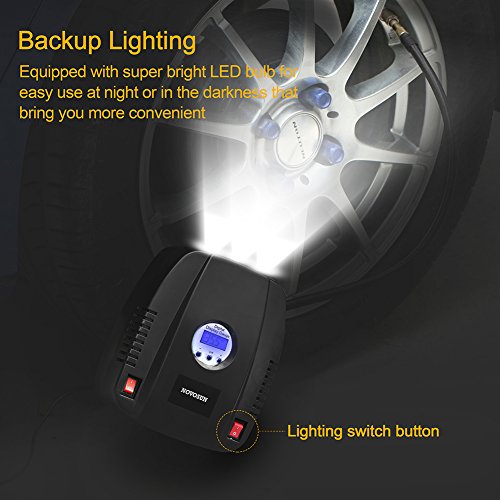Portable Air Compressor Pump,12V 160 PSI Auto Digital Tire Inflator,The LED Light with Switch Tire Pump for Car,Bicycle,Basketball,Air Boat and Other Inflatables - Thumbnail 2