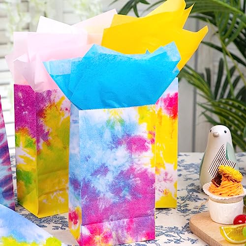 TOXOY 58PCS Tie Dye Gift Bags, Tie Dye Party Favor Bags Camouflage Treat Bags Colorful Goody Bags for Tie Dye Party Kids Birthday Party
