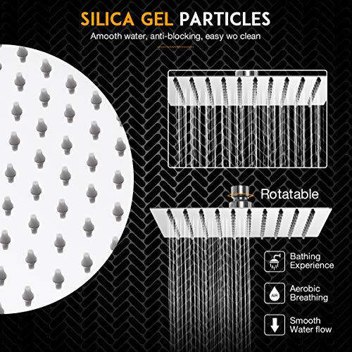 Shower Head Combo, Baban 8'' High Pressure Rainfall Stainless Steel Shower Head, Stainless Steel Handheld Shower Head Combo with Strong Suction Cup Holder, 3-Way Water Diverter, 1.5M Hose, Chrome