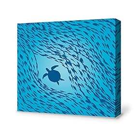 Canvas Wall Art A School of Fish Pictures Home Wall Decorations for Bedroom Living Room Paintings Canvas Prints Framed - 12x12 inches
