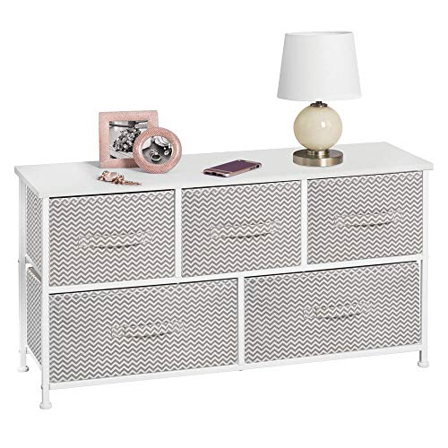 mDesign Extra Wide Dresser Storage Tower Sturdy Steel Frame, Wood Top