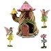 PRETMANNS Fairy Garden House Accessories Kit - Miniature Fairy Figurines - 7" High House - Door can Open Wide - Fairy Garden Supplies 4 Pieces primary
