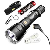 SKYBEN Klarus XT12GT CREE LED XHP35 HI D4 LED 1600 Lumens 18650 Tactical Rechargeable Flashlight with 18650 Battery,USB Charging,Holster,O-Ring USB Light (XT12GT(New Version))