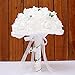 TRUE LOVE GIFT Wedding Bouquet, Bridesmaid Toss Bouquet Hand Made Artificial Rose Flowers Diamond Satin Bridal Bouquets for Wedding, Engagement Valentine's Day Decor (Lace)