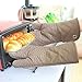 Heat Resistant Kitchen Oven Mitts 500 Degrees With Non-Slip Silicone Printed Set of 2 Oven Gloves for BBQ Cooking set Baking Grilling Barbecue Microwave Machine Washable Women and Man (Brown, Printed)