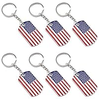 VinBee 6 Pack Official American Flag Keychains,Metal Patriotic US Keyrings, USA Flag Key Ring, Souvenir Gifts for 4th of July, Labor Day, and Veterans