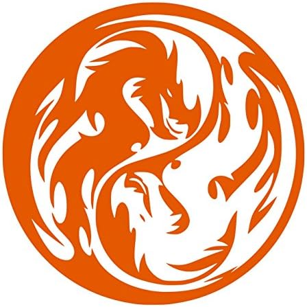 UR Impressions IOrn Tribal Dragon Yin Yang Decal Vinyl Sticker Graphics Car Truck SUV Van Wall Window Laptop|Intense Orange|5.5 Inch|URI408-IO