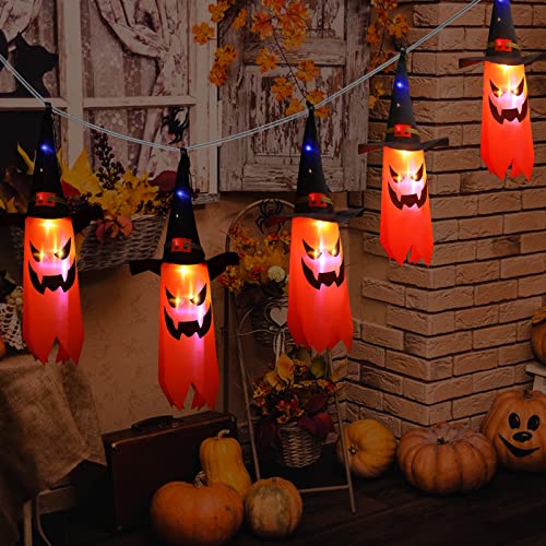 Halloween Lights, 11.5ft Battery Operated 5 LED Halloween Decorations String Lights, Scary Hanging Lighted Ghost Wizard Hat Decoration for Indoor Outdoor Home Party Halloween Decor