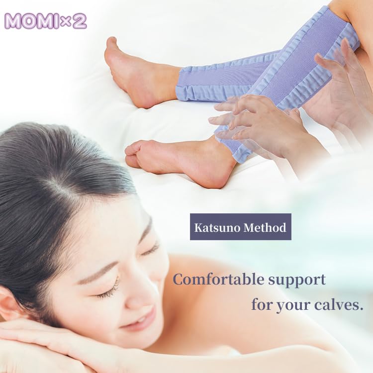 MEIDAI MOMI×2 Calf Compression Sleeves - Made in Japan Footless Supporters for Nighttime Wear