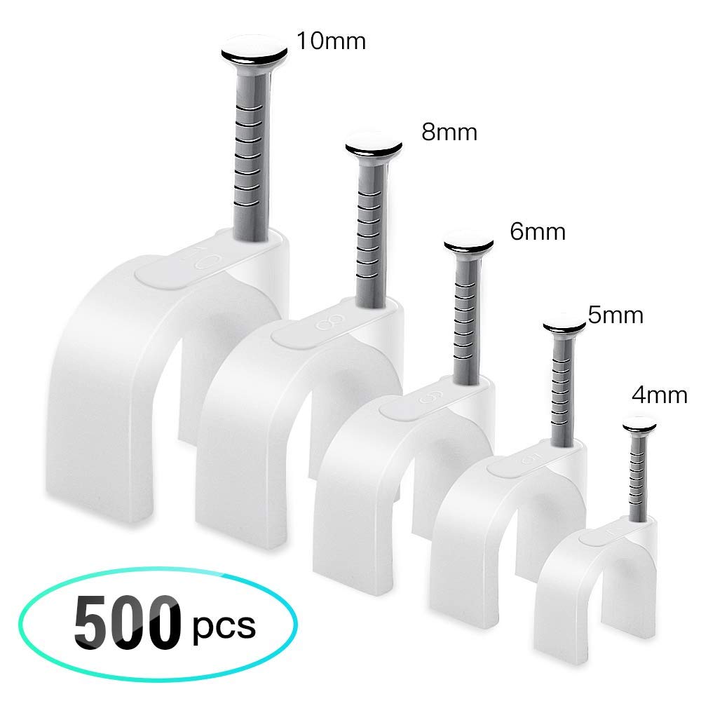 500 Pcs Round Cable Clips White