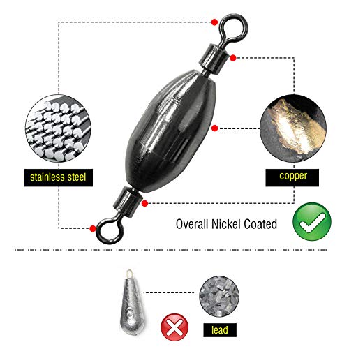 AMYSPORTS Saltwater Fishing Weights Swivel Bullet Sinkers Fishing