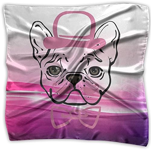 French Bulldogs Art Womens Square Polyester Satin Neck Head Scarf Scarves Set