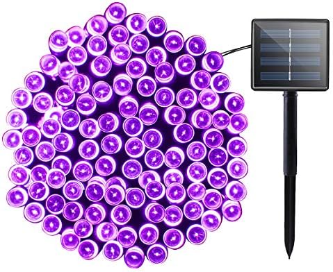 Solar Powered String Lights Halloween Outdoor Decor 72ft 200 LED 8 Mode Fairy Lights Waterproof for Indoor Garden Party Patio Home Wedding Lawn Christmas Tree Decorations (Purple)