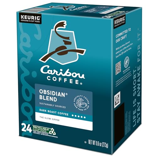 CARIBOU COFFEE OBSIDIAN KEURIG SINGLE-SERVE K-CUP POD, MEDIUM ROAST COFFEE 24 CT
